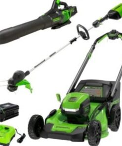 Greenworks 80V 21” Lawn Mower, 13” String Trimmer, and 730 Leaf Blower