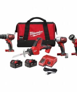 MILWAUKEE Cordless Tool Combination Kit: 4 Tools, 18 V DC Volt, Battery Included, M18™, M18™, 2PYZ8