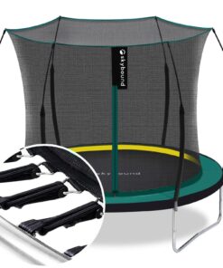 SkyBound 6ft outdoor Trampoline without springs, toddler springless trampoline with net for Kids and Adults, springless Trampoline with Enclosure for Backyard Indoor and Outdoor