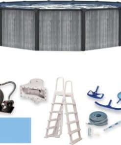 Blue Wave San Pedro 24-ft Round 52-in Deep 6-in Top Rail Above Ground Steel Wall Swimming Pool