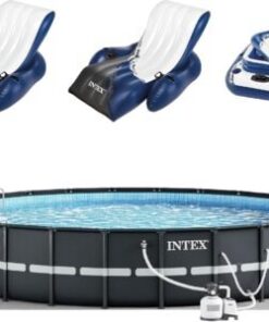 Intex Ultra XTR Round Frame Pool with Pump, Cooler, and Floats (2 Pack)