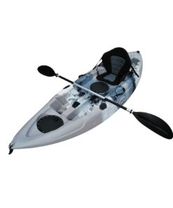 Brooklyn Kayak UH-FK184-GRY 9 ft. 2 in. Sit on Top Single Fishing Kayak Seat And Paddle – Grey Camo