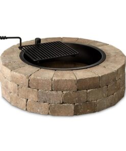Necessories Wood Burning Fire Pit Kit 48″ w/ Cooking Grate, Concrete in Santa Fe