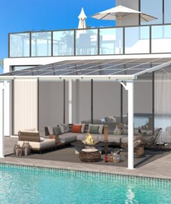 Aecojoy 12 ft x 12 ft White Aluminum Pergola with Canopy