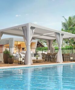 Erommy Outdoor Louvered Pergola Gazebo with Adjustable Aluminum Rainproof Roof