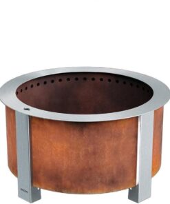 X Series 28 Inch Round Corten Steel Wood-Burning Fire Pit in Stainless Steel by Breeo