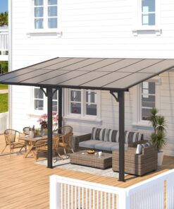 Aecojoy 10 ft. x 14 ft. Dark Gray Aluminum Patio Cover