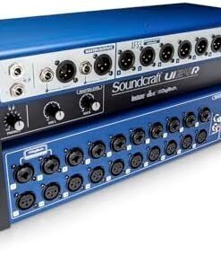 Soundcraft Ui24R Rack-Mountable Laptop or Tablet-Controlled, 24 input Digital Audio Mixer with onboard Signal Processing. Blue and Gray
