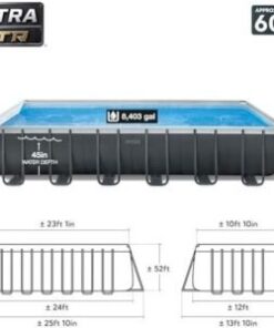 INTEX 26363EH Ultra XTR Deluxe Rectangular Above Ground Swimming Pool Set: 24ft x 12ft x 52in – Includes 2100 GPH Sand Filter Pump – Easy Assembly