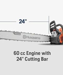 Husqvarna 460 Rancher Gas Powered Chainsaw, 60.3-cc 3.6-HP, 2-Cycle X-Torq Engine, 24 Inch Chainsaw with Automatic Adjustable Oil Pump, For Wood Cutting, Tree Trimming and Land Clearing