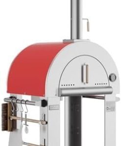 Empava Pizza Oven with Open Shelf and Wheels for Outdoor Kitchen, Wood Fire for Grill & Camping Backyard Party in Stainless Steel, 38.6 Inch, Italian Red