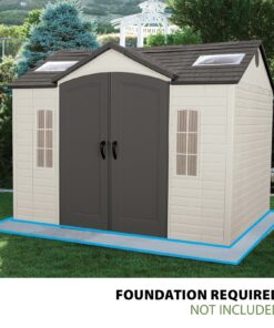 Lifetime Lockable Polyethylene Outdoor Storage Shed, 10′ x 8′, Tan & Brown (60005)