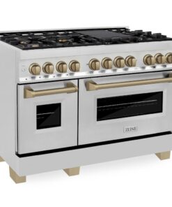 ZLINE Autograph Edition 48″ 6.0 cu. ft. Dual Fuel Range with Gas Stove and Electric Oven Stainless Steel Accents